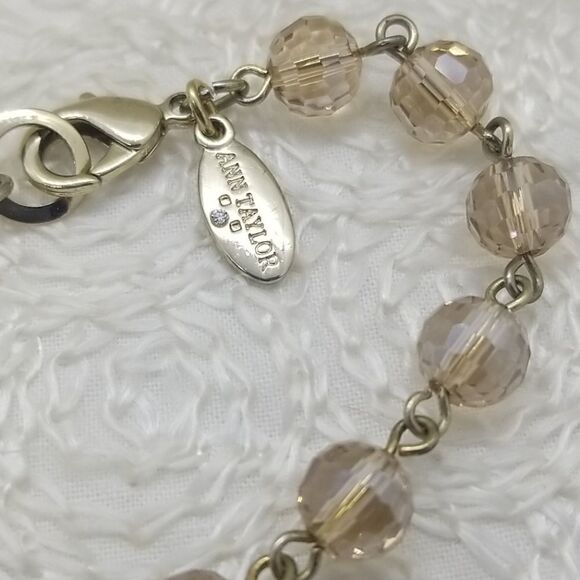 Ann Taylor Necklace Square Lucite Crystal Green Five Multiple Chains Gold - Picture 5 of 10